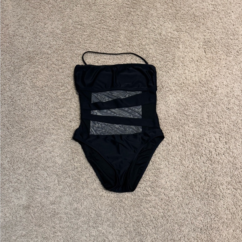 Mossimo Supply Co. Black One Piece Bandeau Neckline Swimwear